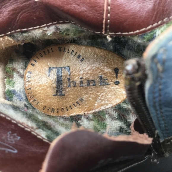 Think! Booties~Leather~Tapestry~Fabric~Metal Studs - Picture 7 of 8